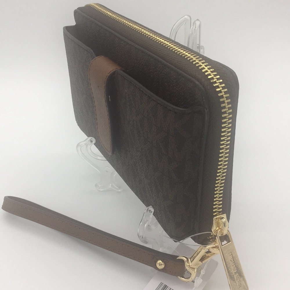 MICHAEL KORS MD ZA PHONE HOLDER WALLET BROWN - Picture 2 of 10